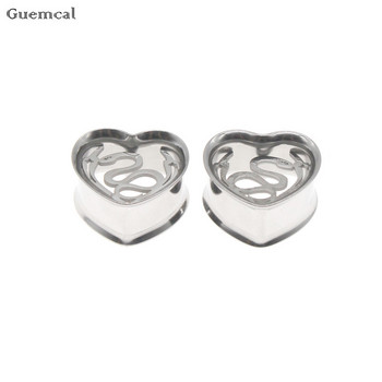 Leosoxs 1 ζεύγος μοντέρνο ανοξείδωτο ατσάλι Heart Snake Ear Piercing Tunnels Expanders Body Jewelry Φορεία αυτιών 8-25mm