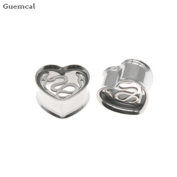 Leosoxs 1 ζεύγος μοντέρνο ανοξείδωτο ατσάλι Heart Snake Ear Piercing Tunnels Expanders Body Jewelry Φορεία αυτιών 8-25mm