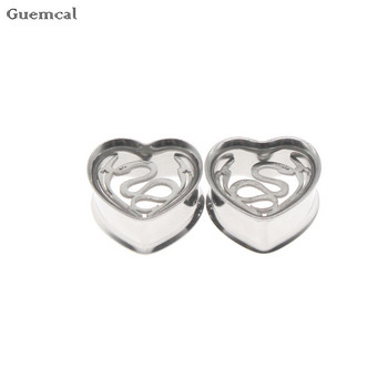 Leosoxs 1 ζεύγος μοντέρνο ανοξείδωτο ατσάλι Heart Snake Ear Piercing Tunnels Expanders Body Jewelry Φορεία αυτιών 8-25mm