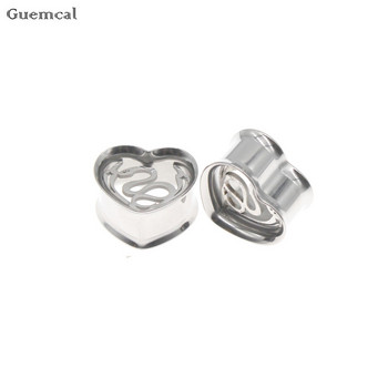 Leosoxs 1 ζεύγος μοντέρνο ανοξείδωτο ατσάλι Heart Snake Ear Piercing Tunnels Expanders Body Jewelry Φορεία αυτιών 8-25mm