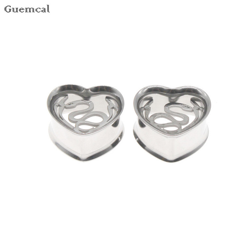 Leosoxs 1 pereche la modă din oțel inoxidabil inimă șarpe ureche piercing tuneluri expansoare bijuterii pentru corp instrumente pentru urechi targi 8-25 mm