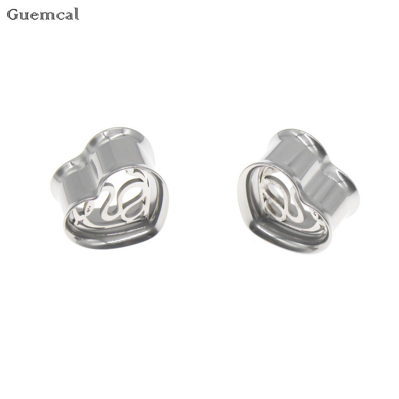 Leosoxs 1 pereche la modă din oțel inoxidabil inimă șarpe ureche piercing tuneluri expansoare bijuterii pentru corp instrumente pentru urechi targi 8-25 mm