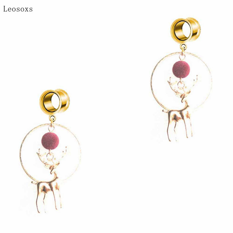 Leosoxs 2 bucăți fierbinte produs nou de desene tridimensionale bile de blană cerb pandantiv bijuterii piercing ureche