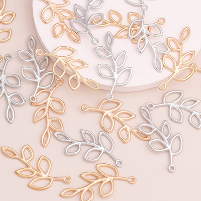 15 bucăți 40x20mm frunze goale mărgele mărgele pentru bricolaj brățări coliere pandantive bijuterii două culori frunze accesorii bijuterii