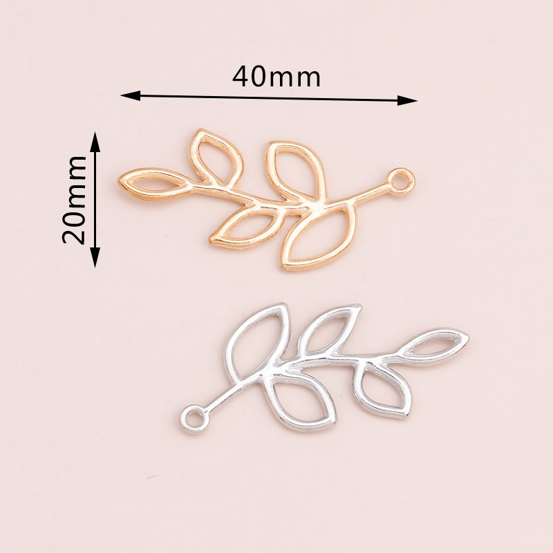 15 bucăți 40x20mm frunze goale mărgele mărgele pentru bricolaj brățări coliere pandantive bijuterii două culori frunze accesorii bijuterii