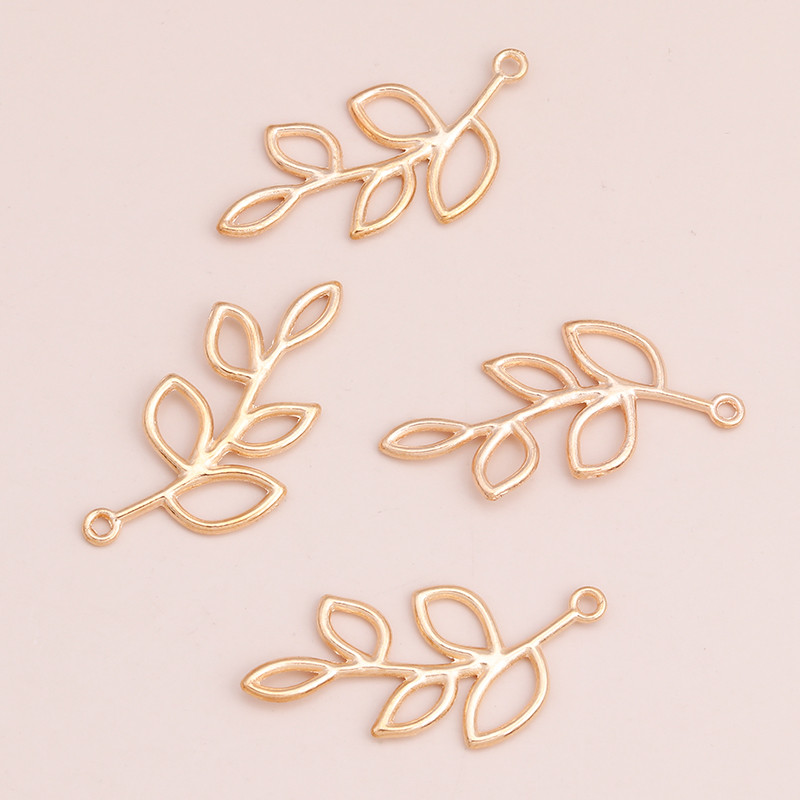 15 bucăți 40x20mm frunze goale mărgele mărgele pentru bricolaj brățări coliere pandantive bijuterii două culori frunze accesorii bijuterii