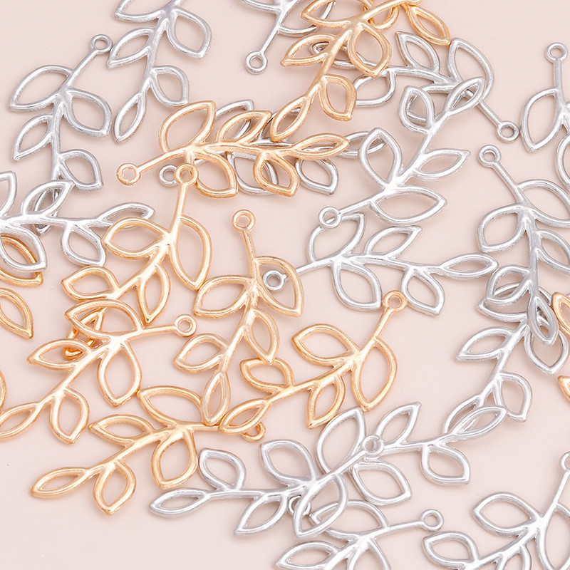 15 bucăți 40x20mm frunze goale mărgele mărgele pentru bricolaj brățări coliere pandantive bijuterii două culori frunze accesorii bijuterii