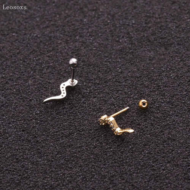 Leosoxs 2 bucăți bijuterii piercing la oase la ureche, cu personalitate explozivă, cu diamante, în formă de șarpe
