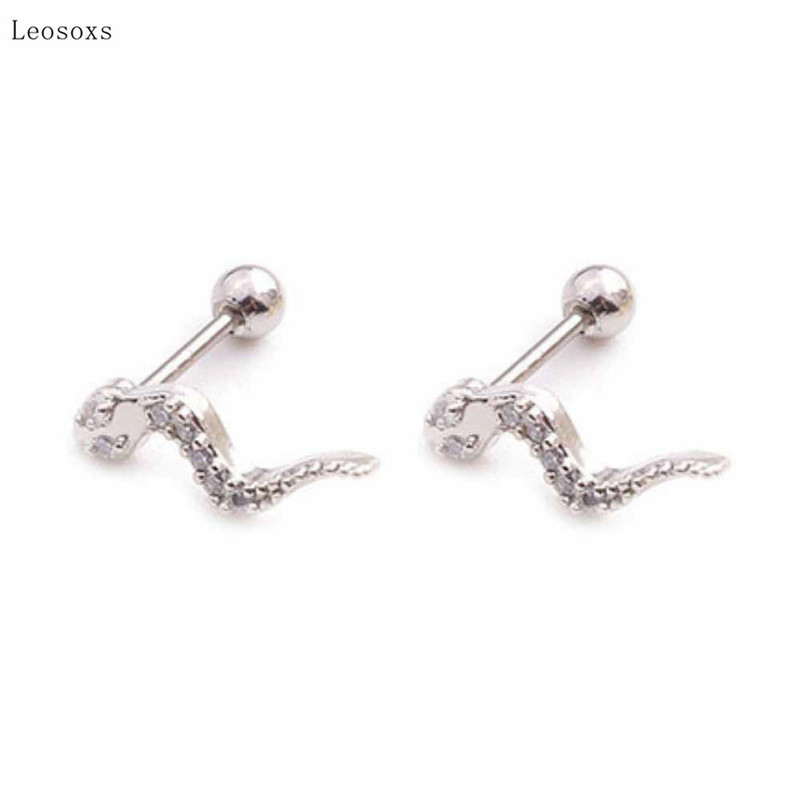 Leosoxs 2 bucăți bijuterii piercing la oase la ureche, cu personalitate explozivă, cu diamante, în formă de șarpe