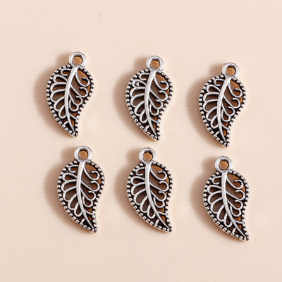 60 bucăți 14*8mm metal cachete model flori frunze brelocuri pandantiv de colier brățară bijuterii diy lucrate manual pentru femei bărbați