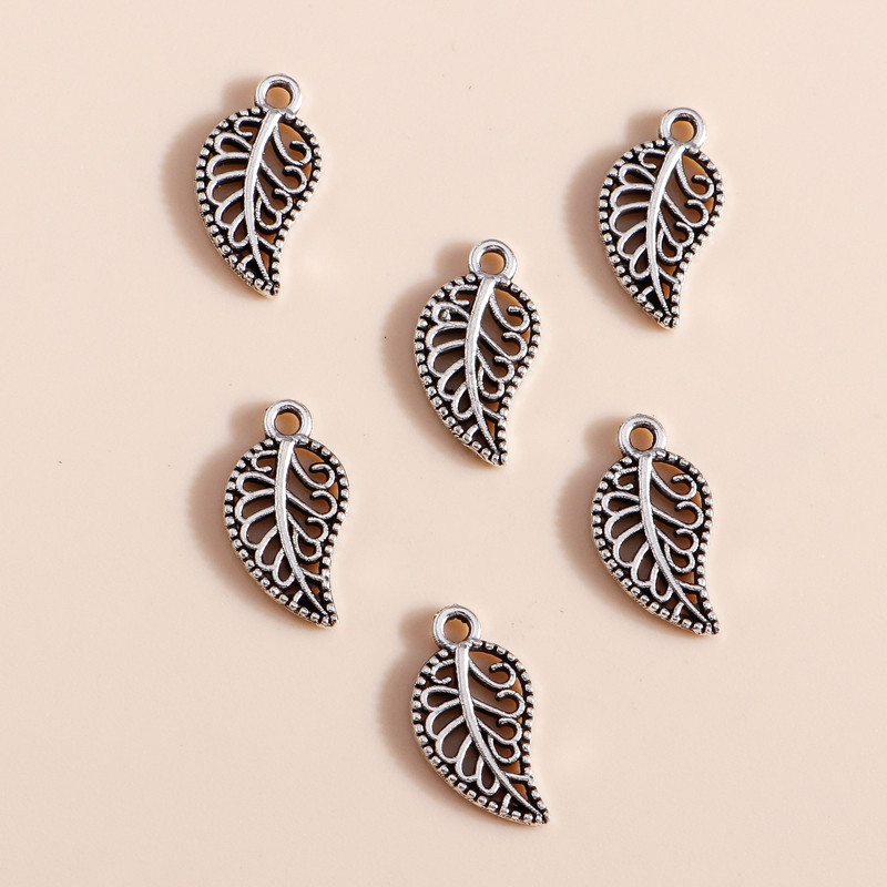 60 bucăți 14*8mm metal cachete model flori frunze brelocuri pandantiv de colier brățară bijuterii diy lucrate manual pentru femei bărbați