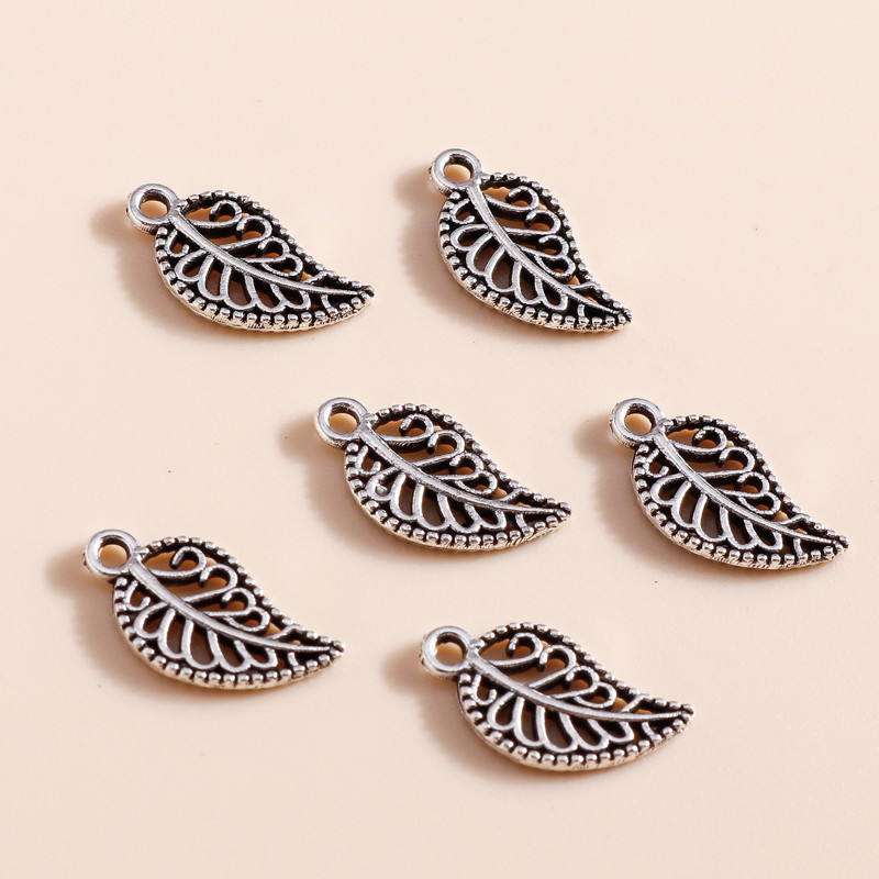 60 bucăți 14*8mm metal cachete model flori frunze brelocuri pandantiv de colier brățară bijuterii diy lucrate manual pentru femei bărbați