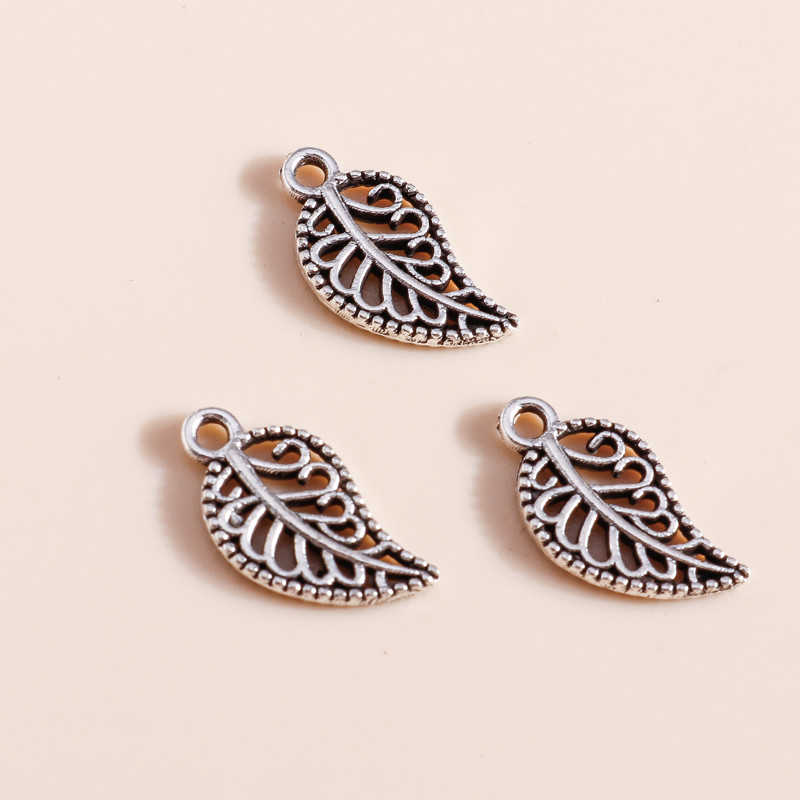 60 bucăți 14*8mm metal cachete model flori frunze brelocuri pandantiv de colier brățară bijuterii diy lucrate manual pentru femei bărbați
