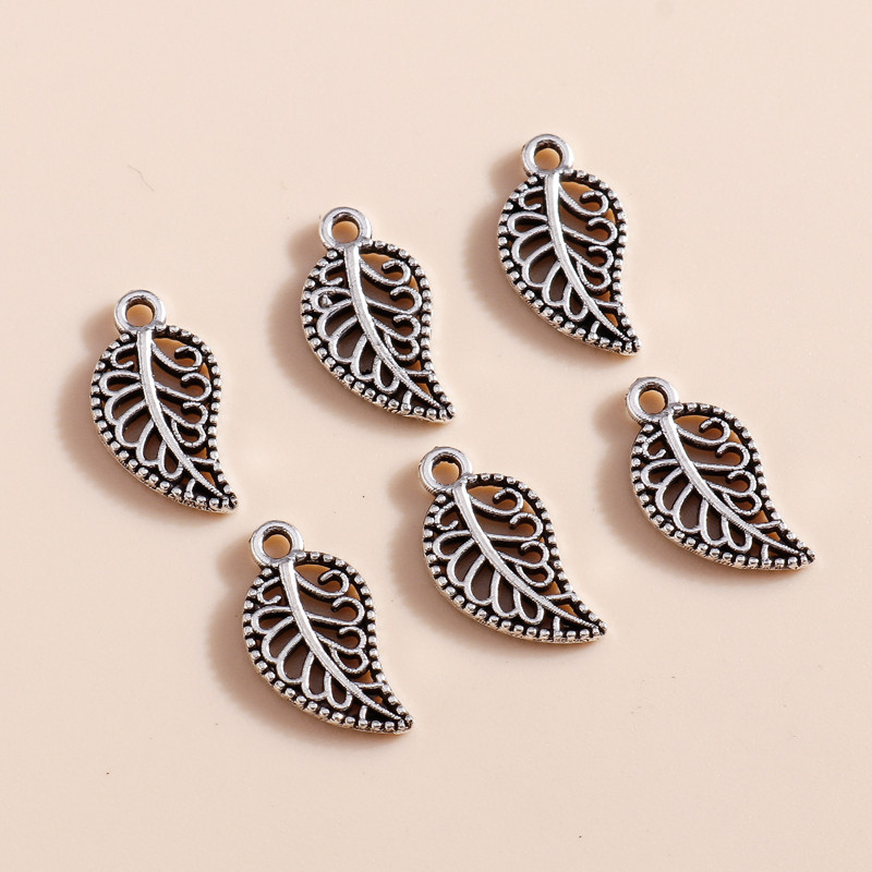 60 bucăți 14*8mm metal cachete model flori frunze brelocuri pandantiv de colier brățară bijuterii diy lucrate manual pentru femei bărbați