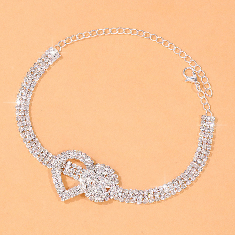 Stonefans Fashion Bijuterii de gleznă cu strasuri cu trei straturi pentru femei Boho cu lanț cu toc înalt Brățară rotundă de gleznă pe picior