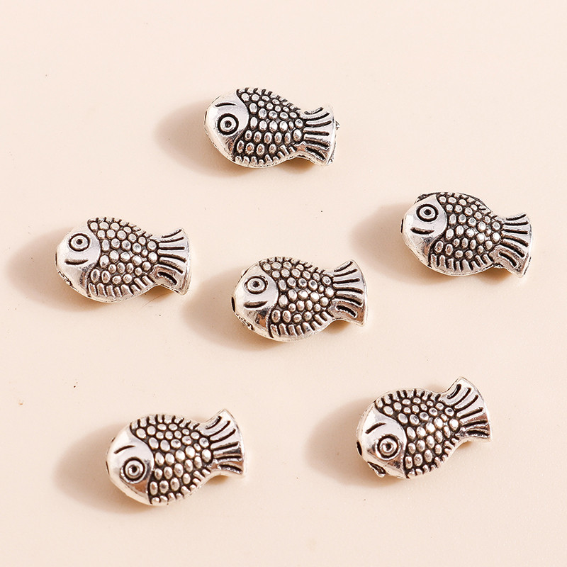 40 buc 10 * 7 mm Bijuterii din argint tibetan Charms Conectori de pește din aliaj Mărgele pentru brățări Confecționarea coliere pandantive Concluzii de bijuterii