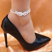 Stonefans, boemă, cu strasuri complete, cu aripi de înger, gleznă pentru femei, lanț dublu strat, gleznă cu toc înalt, brățară pe picior, bijuterii