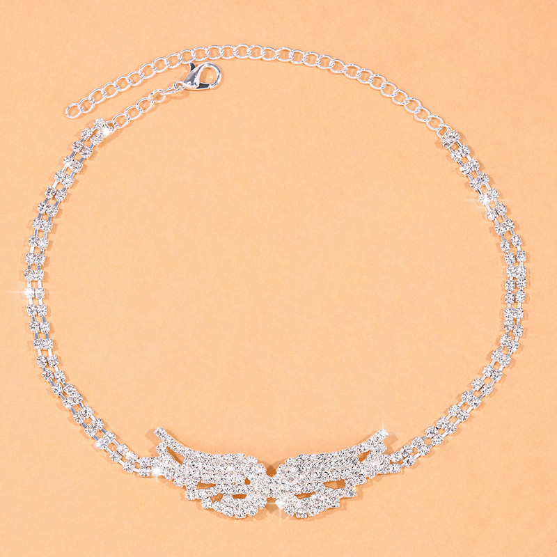 Stonefans, boemă, cu strasuri complete, cu aripi de înger, gleznă pentru femei, lanț dublu strat, gleznă cu toc înalt, brățară pe picior, bijuterii