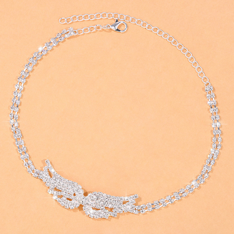 Stonefans, boemă, cu strasuri complete, cu aripi de înger, gleznă pentru femei, lanț dublu strat, gleznă cu toc înalt, brățară pe picior, bijuterii