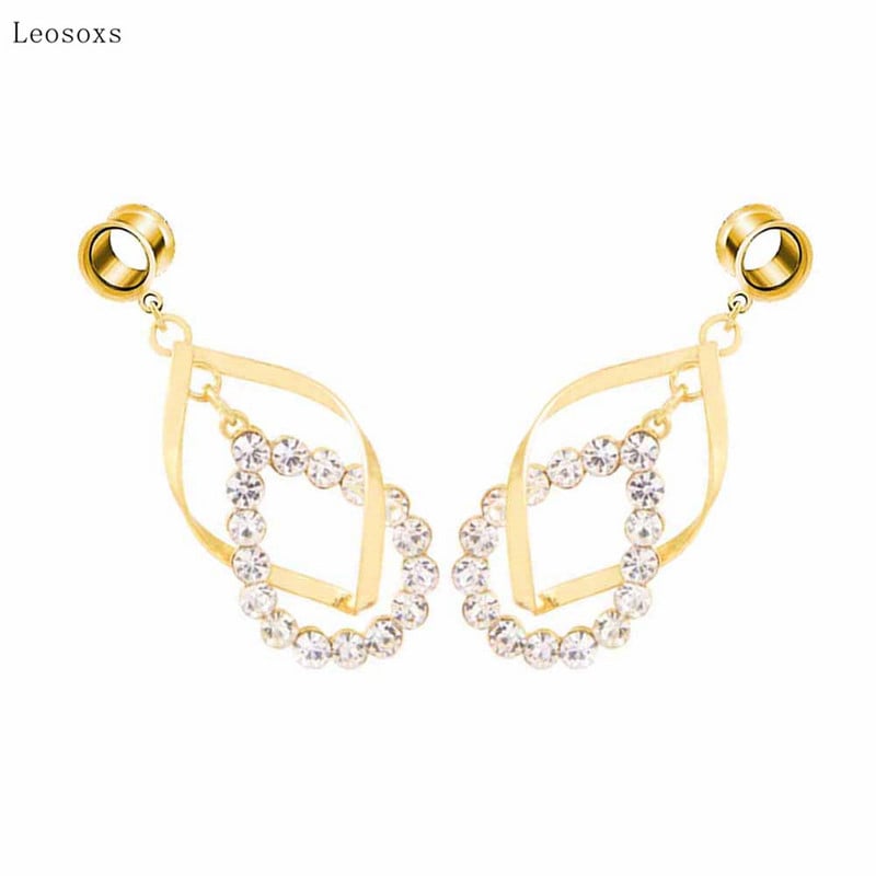 Leosoxs 2 buc. Bijuterii piercing pe corp care se extind pentru ureche, cu undă neregulată, cu diamante, lungi cu personalitate