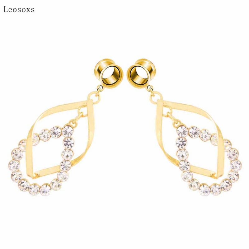 Leosoxs 2 buc. Bijuterii piercing pe corp care se extind pentru ureche, cu undă neregulată, cu diamante, lungi cu personalitate