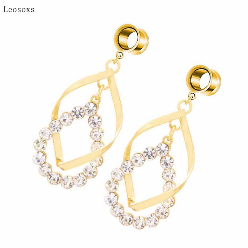 Leosoxs 2 buc. Bijuterii piercing pe corp care se extind pentru ureche, cu undă neregulată, cu diamante, lungi cu personalitate