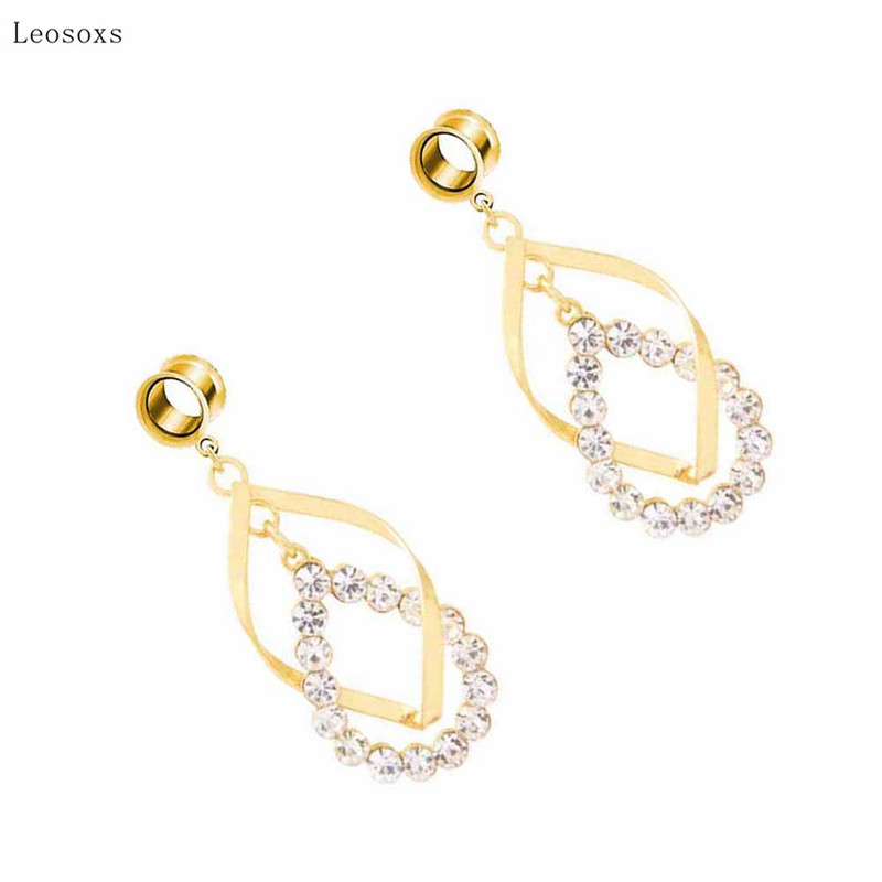 Leosoxs 2 buc. Bijuterii piercing pe corp care se extind pentru ureche, cu undă neregulată, cu diamante, lungi cu personalitate