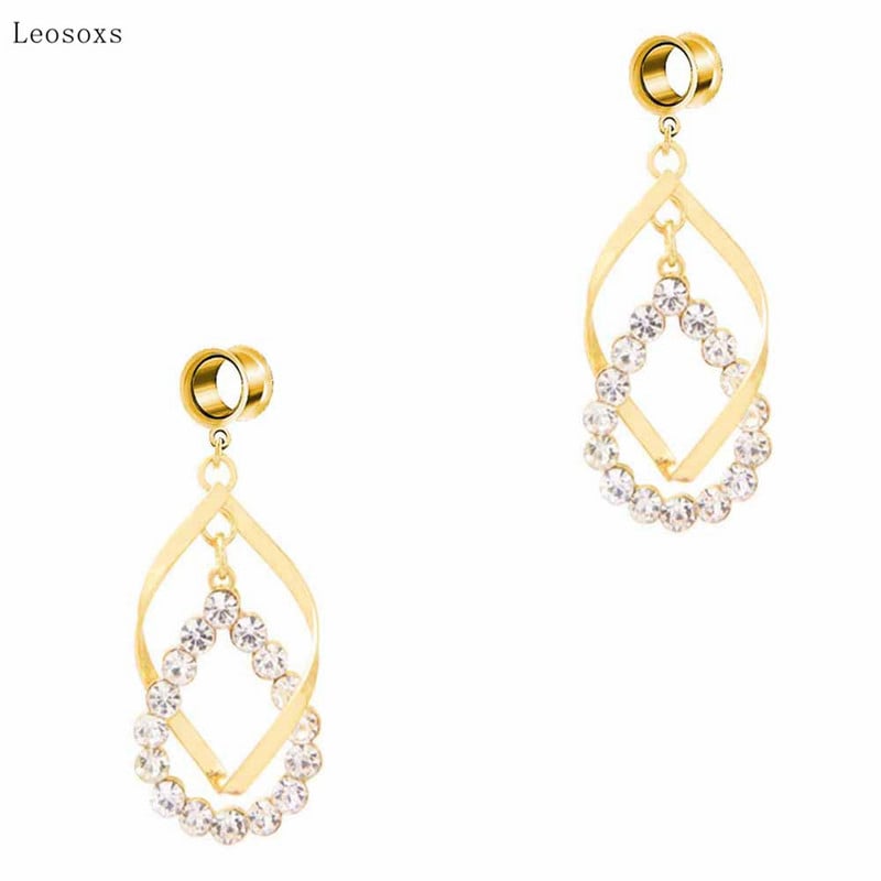 Leosoxs 2 buc. Bijuterii piercing pe corp care se extind pentru ureche, cu undă neregulată, cu diamante, lungi cu personalitate