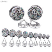 Piercing do ucha z papiera s dutou mušľou z nehrdzavejúcej ocele, 2 ks.