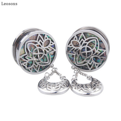 Piercing do ucha z papiera s dutou mušľou z nehrdzavejúcej ocele, 2 ks.