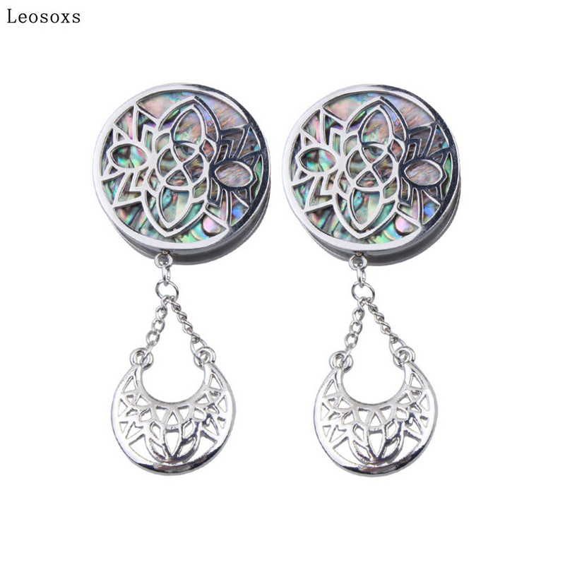 Piercing do ucha z papiera s dutou mušľou z nehrdzavejúcej ocele, 2 ks.