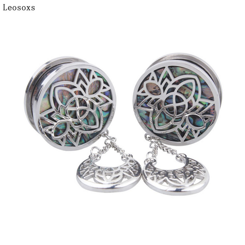 Piercing do ucha z papiera s dutou mušľou z nehrdzavejúcej ocele, 2 ks.