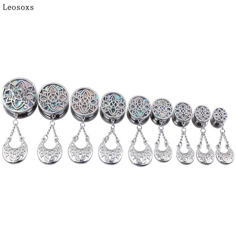 Piercing do ucha z papiera s dutou mušľou z nehrdzavejúcej ocele, 2 ks.