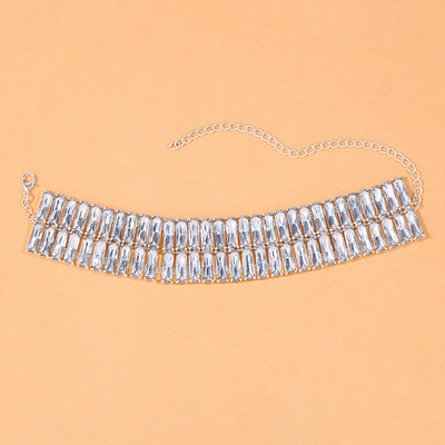 Stonefans Dvojvrstvové obdĺžnikové krištáľové náramky na členok pre ženy Boho štýlové vysoké podpätky, šperky na členky, sandále, doplnky