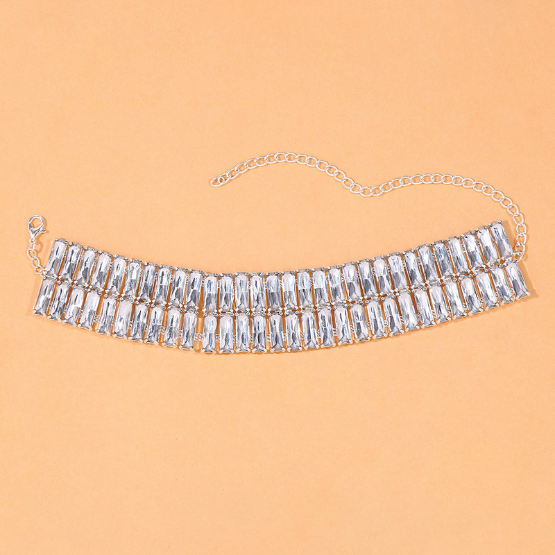 Stonefans Dvojvrstvové obdĺžnikové krištáľové náramky na členok pre ženy Boho štýlové vysoké podpätky, šperky na členky, sandále, doplnky