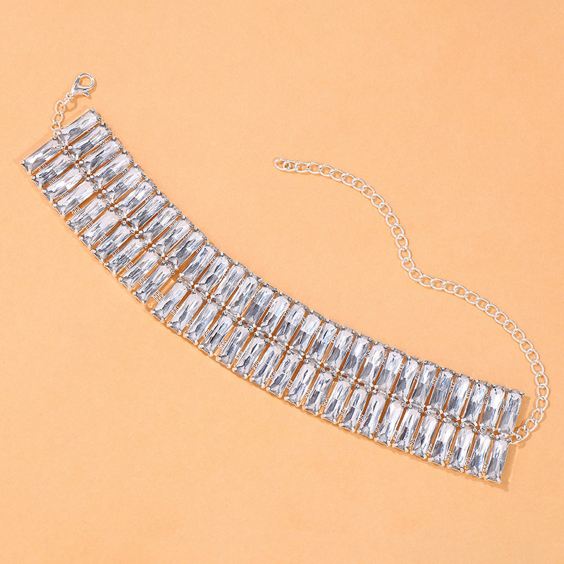 Stonefans Dvojvrstvové obdĺžnikové krištáľové náramky na členok pre ženy Boho štýlové vysoké podpätky, šperky na členky, sandále, doplnky