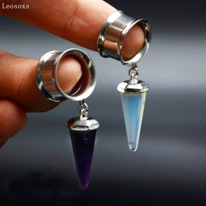 Leosoxs 2 buc 8 mm-16 mm din oțel inoxidabil corn dublu dinți interiori auricul pandantiv simplu piercing piatră expansiune ureche vânzare fierbinte