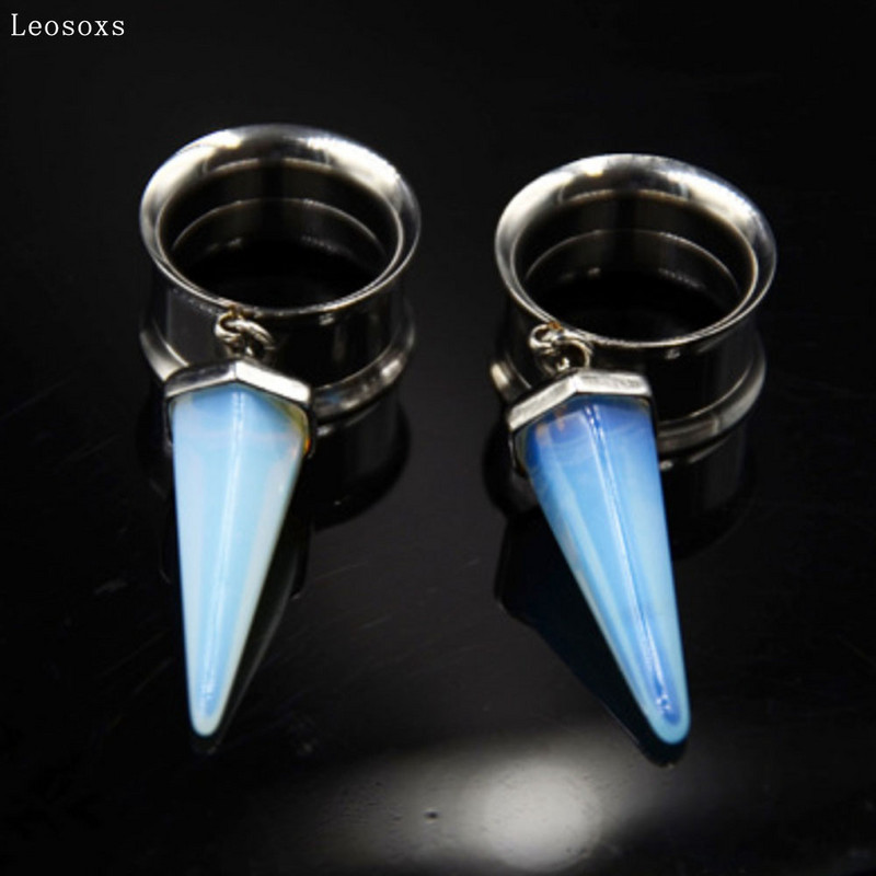 Leosoxs 2 buc 8 mm-16 mm din oțel inoxidabil corn dublu dinți interiori auricul pandantiv simplu piercing piatră expansiune ureche vânzare fierbinte