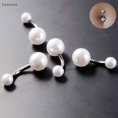 Leosoxs 10 buc. Minge din oțel inoxidabil acrilic alb dulce, bară curbată pentru buric, unghii, piercing pentru corp uman, bijuterii