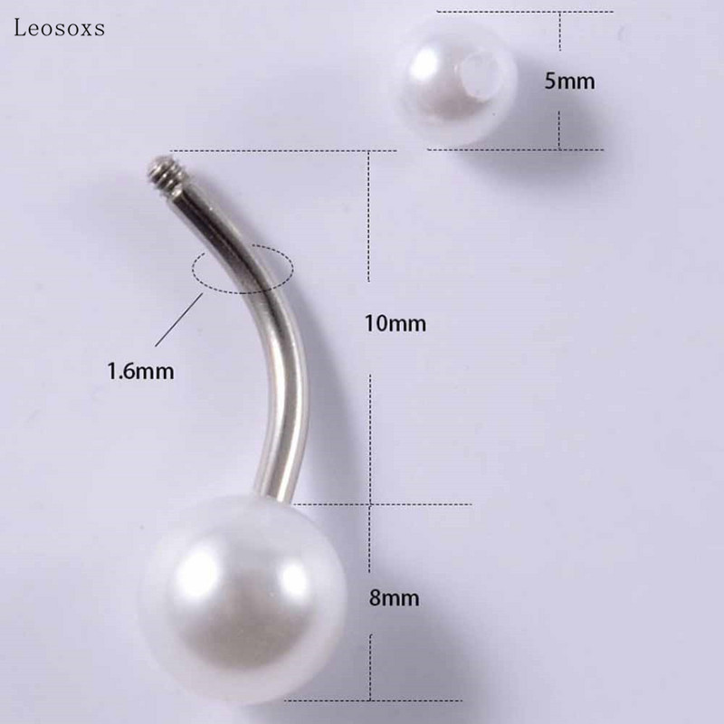Leosoxs 10 buc. Minge din oțel inoxidabil acrilic alb dulce, bară curbată pentru buric, unghii, piercing pentru corp uman, bijuterii