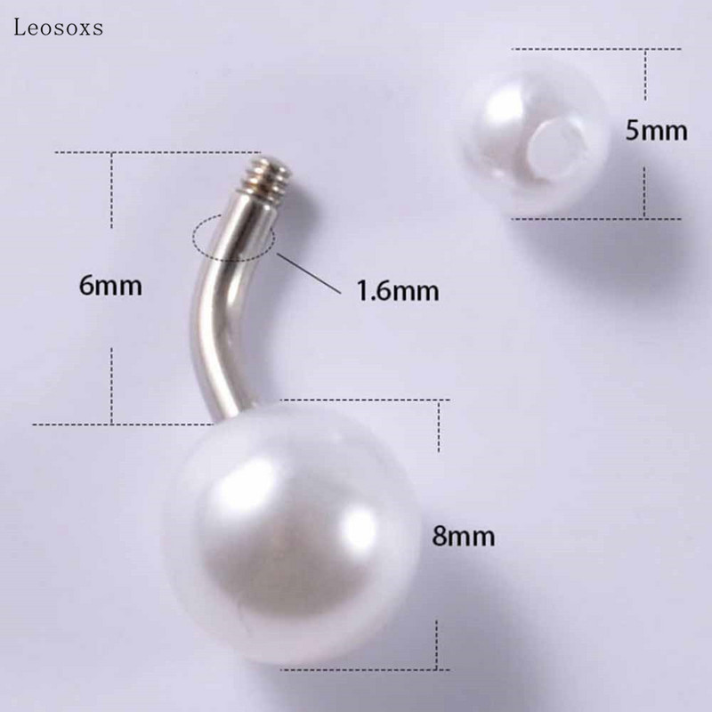 Leosoxs 10 buc. Minge din oțel inoxidabil acrilic alb dulce, bară curbată pentru buric, unghii, piercing pentru corp uman, bijuterii