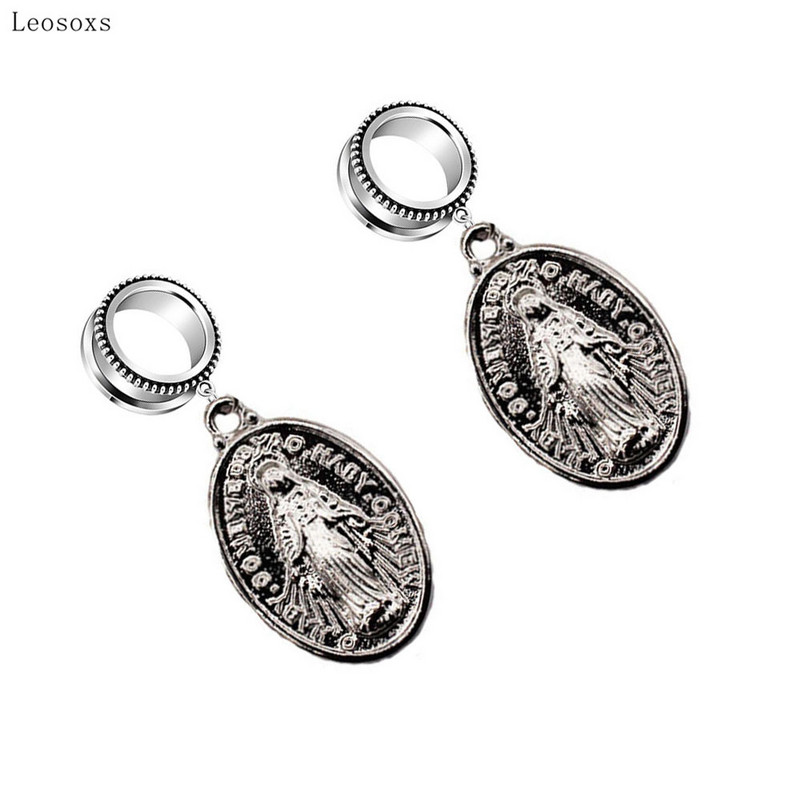 Leosoxs 2 buc. Vânzare fierbinte Cruce Iisus Cap Cercei Scripete Amplificator Ureche Piercing Bijuterii în Europa și America