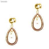 Leosoxs 2db French Retro Palace Style Pearl Geometric Ear Piercing Body Exquisite Piercing Ékszer