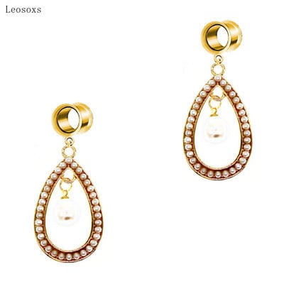 Leosoxs 2db French Retro Palace Style Pearl Geometric Ear Piercing Body Exquisite Piercing Ékszer