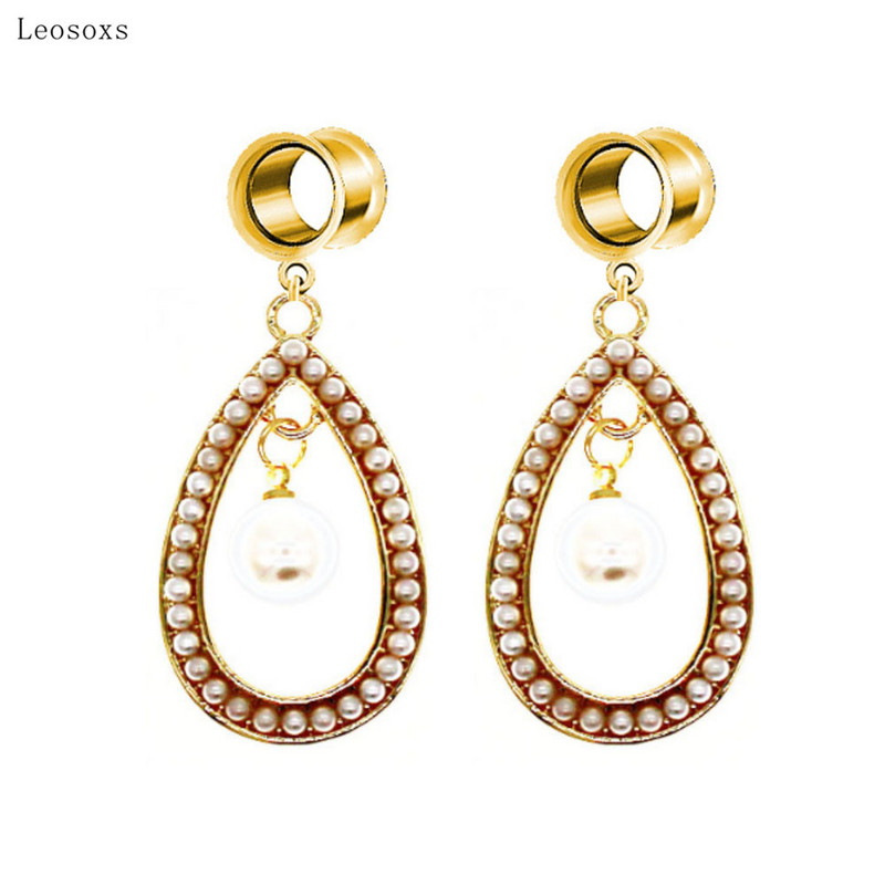 Leosoxs 2db French Retro Palace Style Pearl Geometric Ear Piercing Body Exquisite Piercing Ékszer