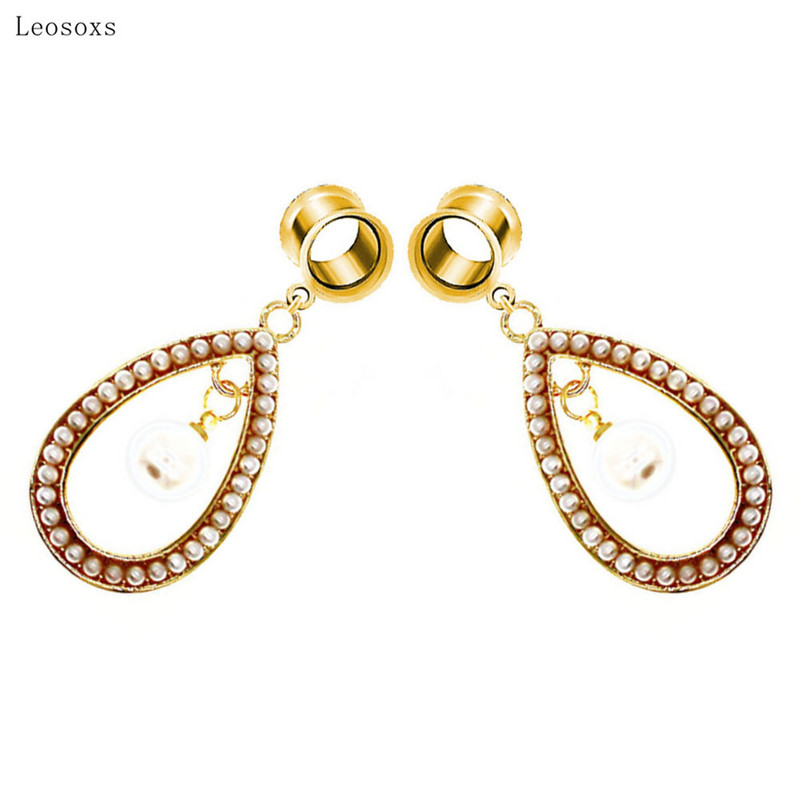 Leosoxs 2db French Retro Palace Style Pearl Geometric Ear Piercing Body Exquisite Piercing Ékszer