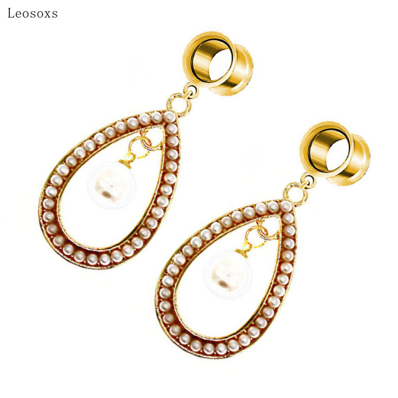 Leosoxs 2db French Retro Palace Style Pearl Geometric Ear Piercing Body Exquisite Piercing Ékszer