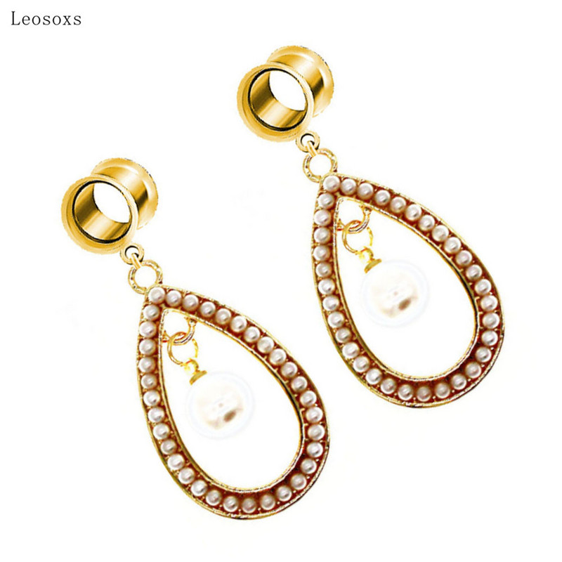 Leosoxs 2db French Retro Palace Style Pearl Geometric Ear Piercing Body Exquisite Piercing Ékszer