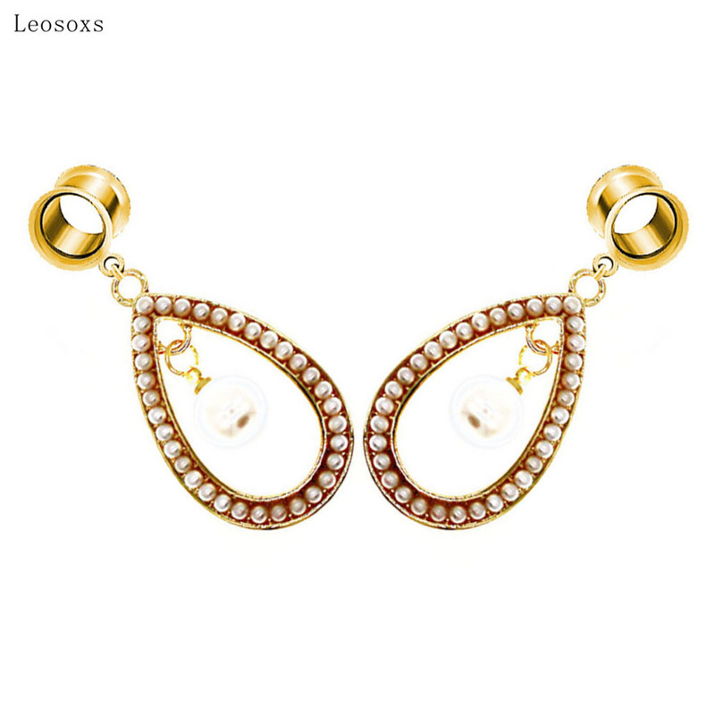 Leosoxs 2db French Retro Palace Style Pearl Geometric Ear Piercing Body Exquisite Piercing Ékszer