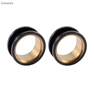 Leosoxs 2 bucăți populare din oțel inoxidabil scripete auriculă bicoloră pe două fețe bijuterii piercing ureche